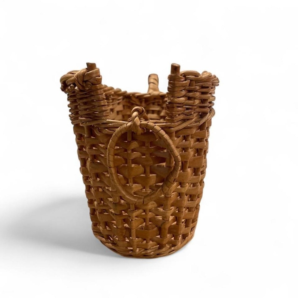 Vintage Cottagecore Wicker Wine Cradle Basket - Picture 4 of 8